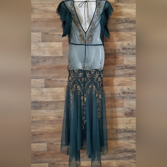Free People Annabelle Embellished Green Maxi Slip Dress - Picture 2 of 10
